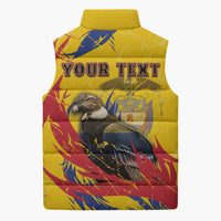 Personalized Colombia Sleeveless Puffer Jacket Colombian Andean Condor With Coat Of Arms - Wonder Print Shop