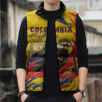 Personalized Colombia Sleeveless Puffer Jacket Colombian Andean Condor With Coat Of Arms - Wonder Print Shop
