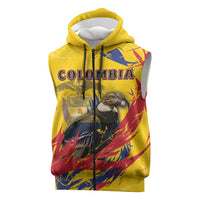 Personalized Colombia Sleeveless Zip Hoodie Colombian Andean Condor With Coat Of Arms - Wonder Print Shop