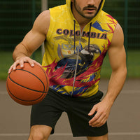 Personalized Colombia Sleeveless Zip Hoodie Colombian Andean Condor With Coat Of Arms - Wonder Print Shop