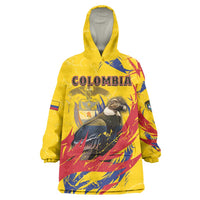 Personalized Colombia Wearable Blanket Hoodie Colombian Andean Condor With Coat Of Arms - Wonder Print Shop