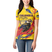Personalized Colombia Women Polo Shirt Colombian Andean Condor With Coat Of Arms - Wonder Print Shop