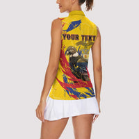 Personalized Colombia Women Sleeveless Polo Shirt Colombian Andean Condor With Coat Of Arms - Wonder Print Shop