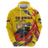 Personalized Colombia Zip Hoodie Colombian Andean Condor With Coat Of Arms - Wonder Print Shop