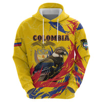 Personalized Colombia Zip Hoodie Colombian Andean Condor With Coat Of Arms - Wonder Print Shop