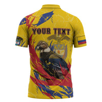 Personalized Colombia Zipper Polo Shirt Colombian Andean Condor With Coat Of Arms - Wonder Print Shop