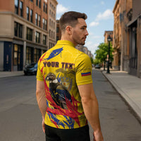 Personalized Colombia Zipper Polo Shirt Colombian Andean Condor With Coat Of Arms - Wonder Print Shop