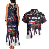 Personalized Costa Rica Couples Matching Tank Maxi Dress and Hawaiian Shirt Flying Sloth - Wonder Print Shop