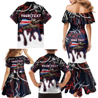 Personalized Costa Rica Family Matching Mermaid Dress and Hawaiian Shirt Flying Sloth - Wonder Print Shop