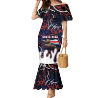 Personalized Costa Rica Family Matching Mermaid Dress and Hawaiian Shirt Flying Sloth - Wonder Print Shop