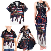 Personalized Costa Rica Family Matching Tank Maxi Dress and Hawaiian Shirt Flying Sloth - Wonder Print Shop