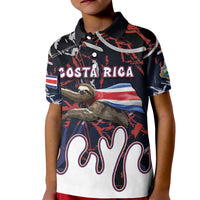 Personalized Costa Rica Kid Polo Shirt Flying Sloth - Wonder Print Shop