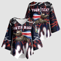 Personalized Costa Rica Kimono Sleeve Blouse Flying Sloth - Wonder Print Shop
