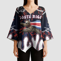 Personalized Costa Rica Kimono Sleeve Blouse Flying Sloth - Wonder Print Shop