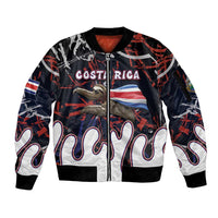 Personalized Costa Rica Sleeve Zip Bomber Jacket Flying Sloth - Wonder Print Shop