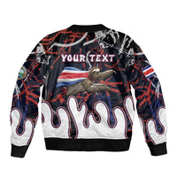 Personalized Costa Rica Sleeve Zip Bomber Jacket Flying Sloth - Wonder Print Shop