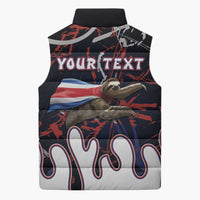 Personalized Costa Rica Sleeveless Puffer Jacket Flying Sloth - Wonder Print Shop