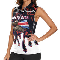 Personalized Costa Rica Women Sleeveless Polo Shirt Flying Sloth - Wonder Print Shop