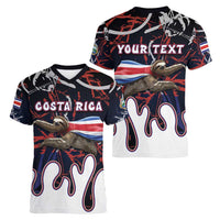 Personalized Costa Rica Women V-Neck T-Shirt Flying Sloth - Wonder Print Shop