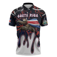 Personalized Costa Rica Zipper Polo Shirt Flying Sloth - Wonder Print Shop