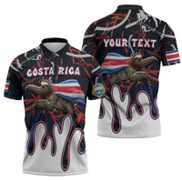 Personalized Costa Rica Zipper Polo Shirt Flying Sloth - Wonder Print Shop