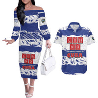 Cuba Couples Matching Off The Shoulder Long Sleeve Dress and Hawaiian Shirt Cubano The Perfect Element - Wonder Print Shop