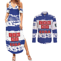 Cuba Couples Matching Summer Maxi Dress and Long Sleeve Button Shirt Cubano The Perfect Element - Wonder Print Shop