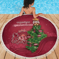 Latvia Christmas Beach Blanket Xmas Tree Latvija - Wonder Print Shop