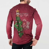Latvia Christmas Button Sweatshirt Xmas Tree Latvija - Wonder Print Shop