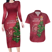 Latvia Christmas Couples Matching Long Sleeve Bodycon Dress and Hawaiian Shirt Xmas Tree Latvija - Wonder Print Shop