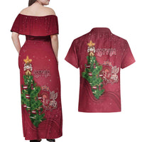 Latvia Christmas Couples Matching Off Shoulder Maxi Dress and Hawaiian Shirt Xmas Tree Latvija - Wonder Print Shop