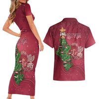 Latvia Christmas Couples Matching Short Sleeve Bodycon Dress and Hawaiian Shirt Xmas Tree Latvija - Wonder Print Shop