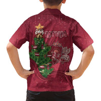 Latvia Christmas Family Matching Long Sleeve Bodycon Dress and Hawaiian Shirt Xmas Tree Latvija - Wonder Print Shop