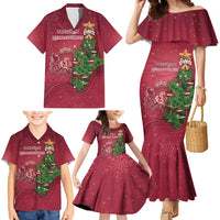 Latvia Christmas Family Matching Mermaid Dress and Hawaiian Shirt Xmas Tree Latvija - Wonder Print Shop