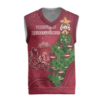 Latvia Christmas Knitted V-Neck Vest Xmas Tree Latvija - Wonder Print Shop