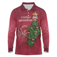 Latvia Christmas Long Sleeve Polo Shirt Xmas Tree Latvija - Wonder Print Shop
