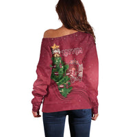 Latvia Christmas Off Shoulder Sweater Xmas Tree Latvija - Wonder Print Shop