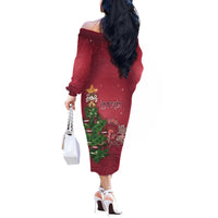 Latvia Christmas Off The Shoulder Long Sleeve Dress Xmas Tree Latvija - Wonder Print Shop