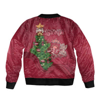 Latvia Christmas Sleeve Zip Bomber Jacket Xmas Tree Latvija - Wonder Print Shop