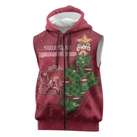 Latvia Christmas Sleeveless Zip Hoodie Xmas Tree Latvija - Wonder Print Shop