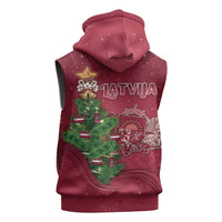 Latvia Christmas Sleeveless Zip Hoodie Xmas Tree Latvija - Wonder Print Shop