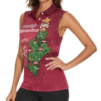 Latvia Christmas Women Sleeveless Polo Shirt Xmas Tree Latvija - Wonder Print Shop