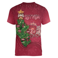 Latvia Christmas Women V-Neck T-Shirt Xmas Tree Latvija - Wonder Print Shop