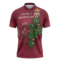 Latvia Christmas Zipper Polo Shirt Xmas Tree Latvija - Wonder Print Shop