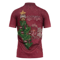 Latvia Christmas Zipper Polo Shirt Xmas Tree Latvija - Wonder Print Shop