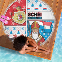 Luxembourg Christmas Beach Blanket Kleeschen With Xmas Patterns - Wonder Print Shop