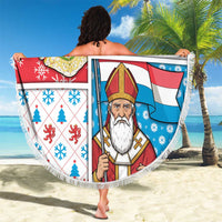 Luxembourg Christmas Beach Blanket Kleeschen With Xmas Patterns - Wonder Print Shop