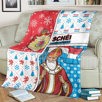 Luxembourg Christmas Blanket Kleeschen With Xmas Patterns - Wonder Print Shop