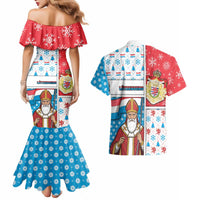 Luxembourg Christmas Couples Matching Mermaid Dress and Hawaiian Shirt Kleeschen With Xmas Patterns - Wonder Print Shop