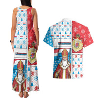 Luxembourg Christmas Couples Matching Tank Maxi Dress and Hawaiian Shirt Kleeschen With Xmas Patterns - Wonder Print Shop